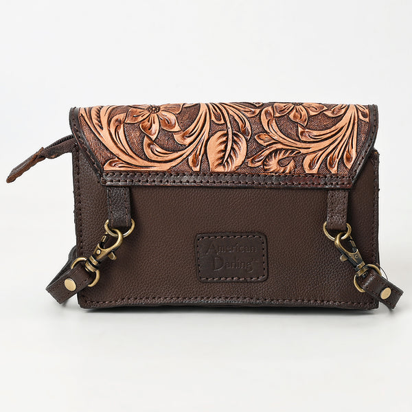 ADBGA563 American Darling Hand-Tooled Genuine Leather Crossbody Bag Western Floral Design