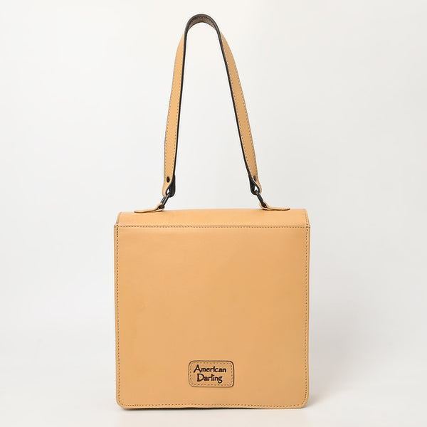 ADBGZ839 Natural Hand-Tooled Leather Shoulder Bag - Western Vintage Organizer