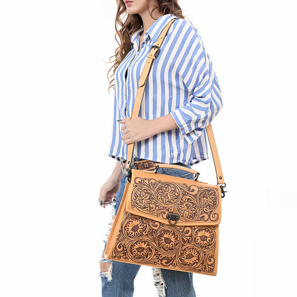 ADBGZ841 Hand-Tooled Genuine Leather Western Tote Bag - American Darling