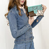 ADBGZ842 Hand-Tooled Leather & Cowhide Western Wallet Clutch American Darling