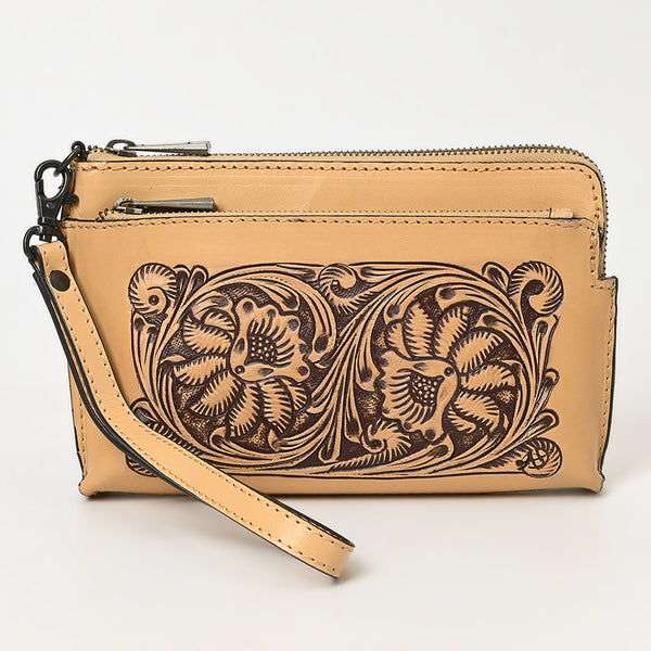 ADBGZ844 Hand-Tooled Genuine Leather Wristlet Wallet American Darling