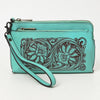 ADBGZ844 Hand-Tooled Genuine Leather Wristlet Wallet American Darling