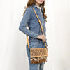 ADBGZ846 Hand-Tooled Leather & Cowhide Zip-Top Crossbody Bag - American Darling
