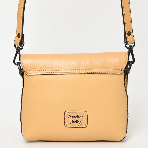 ADBGZ846 Hand-Tooled Leather & Cowhide Zip-Top Crossbody Bag - American Darling