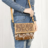 ADBGZ846 Hand-Tooled Leather & Cowhide Zip-Top Crossbody Bag - American Darling