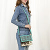 ADBGZ846 Hand-Tooled Leather & Cowhide Zip-Top Crossbody Bag - American Darling