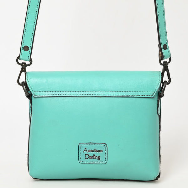 ADBGZ846 Hand-Tooled Leather & Cowhide Zip-Top Crossbody Bag - American Darling