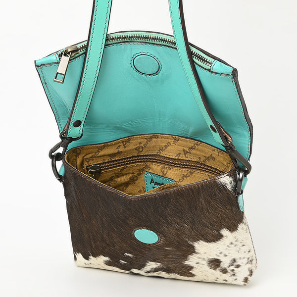 ADBGZ846 Hand-Tooled Leather & Cowhide Zip-Top Crossbody Bag - American Darling