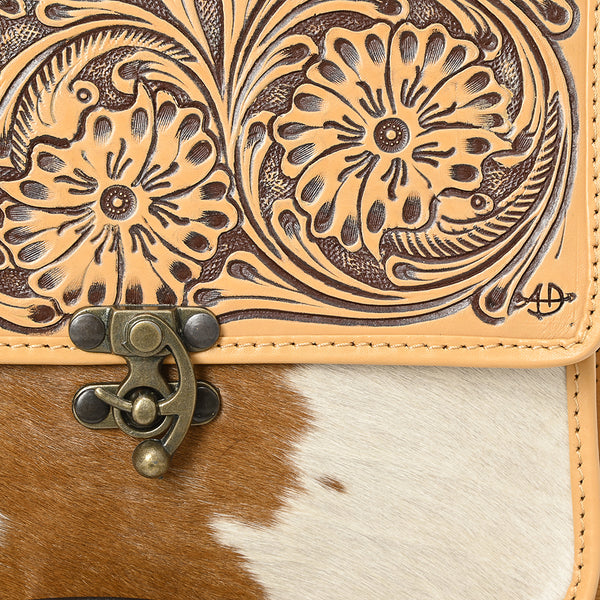 ADBGZ847 Western Cowhide & Hand-Tooled Leather Crossbody Bag American Darling