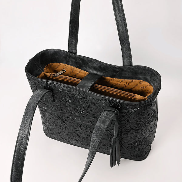 ADBGZ851 Black Hand-Tooled Leather Tote Bag American Darling