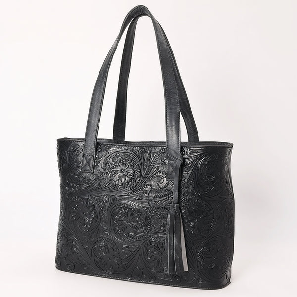 ADBGZ851 Black Hand-Tooled Leather Tote Bag American Darling