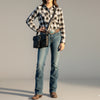 LC-ADBGZ853 Black Tooled Leather Buckle Crossbody Bag American Darling