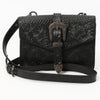 LC-ADBGZ853 Black Tooled Leather Buckle Crossbody Bag American Darling