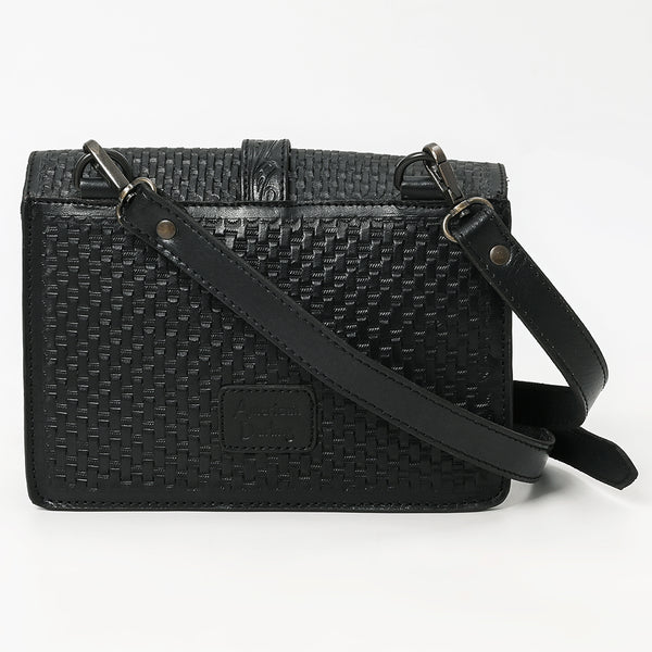 LC-ADBGZ853 Black Tooled Leather Buckle Crossbody Bag American Darling