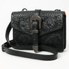 LC-ADBGZ853 Black Tooled Leather Buckle Crossbody Bag American Darling