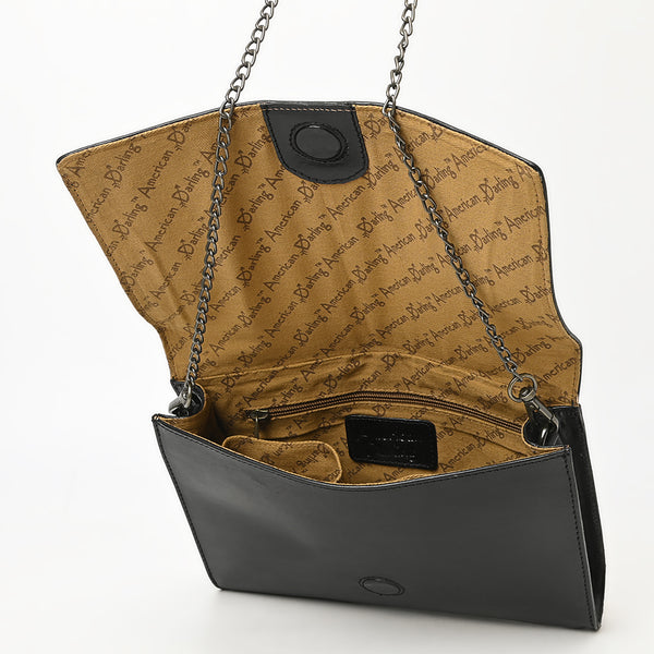 ADBGZ854 Black Tooled Leather Chain Strap Crossbody Bag American Darling