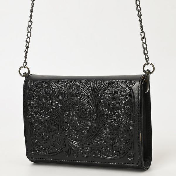 ADBGZ855 Black Tooled Leather Crossbody with Chain Strap American Darling
