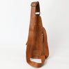 ADBG1481 American Darling Western Leather Sling Bag with Hand-Tooled Floral Carving Genuine Leather