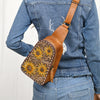 ADBG1481 American Darling Western Leather Sling Bag with Hand-Tooled Floral Carving Genuine Leather