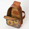 ADBG1481 American Darling Western Leather Sling Bag with Hand-Tooled Floral Carving Genuine Leather