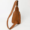 ADBG1481 American Darling Western Leather Sling Bag with Hand-Tooled Floral Carving Genuine Leather