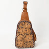 ADBG1481 American Darling Western Leather Sling Bag with Hand-Tooled Floral Carving Genuine Leather