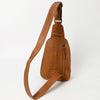 ADBG1481 American Darling Western Leather Sling Bag with Hand-Tooled Floral Carving Genuine Leather