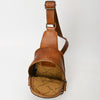 ADBG1481 American Darling Western Leather Sling Bag with Hand-Tooled Floral Carving Genuine Leather