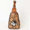 ADBG1481 American Darling Western Leather Sling Bag with Hand-Tooled Floral Carving Genuine Leather