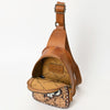 ADBG1481 American Darling Western Leather Sling Bag with Hand-Tooled Floral Carving Genuine Leather