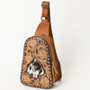 ADBG1481 American Darling Western Leather Sling Bag with Hand-Tooled Floral Carving Genuine Leather