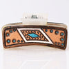 ADHC122 Geometric Turquoise & Copper Tooled Leather Hair Band Clip Clutcher | American Darling