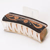 ADHC127 Tooled Leather Hair Band Clip Clutcher - Black & Tan Scroll with Chevron Border | American Darling