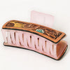 ADHC130 Tooled Leather Hair Band Clip Clutcher - Sunflower & Turquoise Zigzag Accent | American Darling