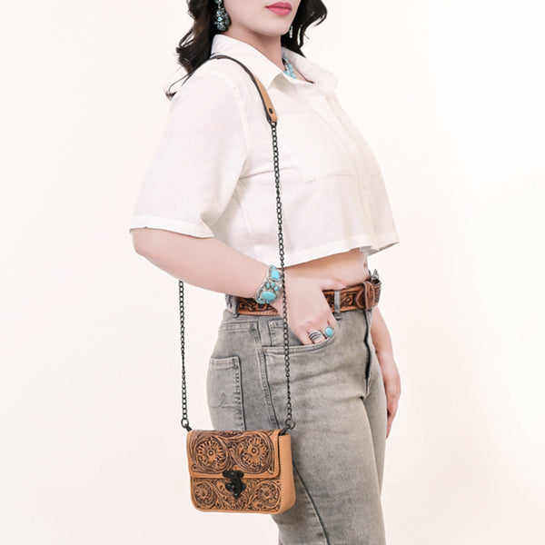 ADBGZ858 Tan Tooled Leather Convertible Belt Bag American Darling