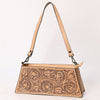 ADBGZ863 Tooled Leather Trapezoid Evening Bag Tan Western Floral Purse | American Darling