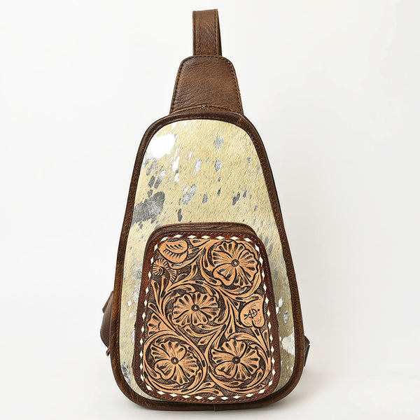ADBG1146 American Darling Floral Hand Tooled Bag -Hair on Cowhide Sling