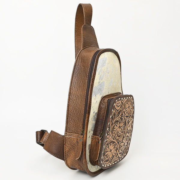 ADBG1146 American Darling Floral Hand Tooled Bag -Hair on Cowhide Sling