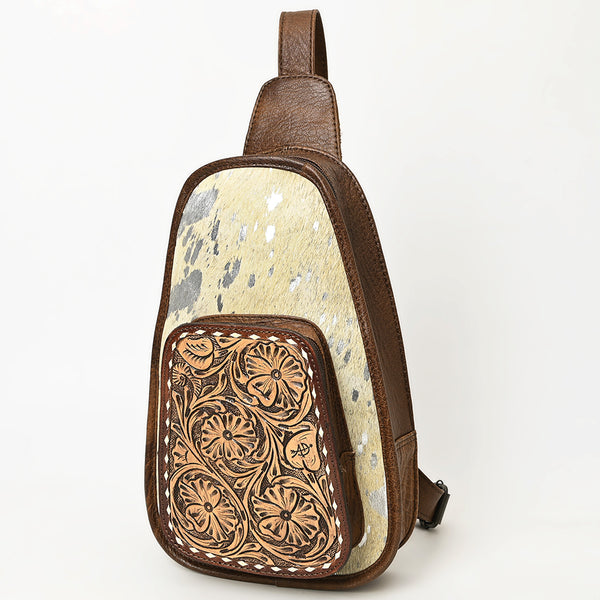 ADBG1146 American Darling Floral Hand Tooled Bag -Hair on Cowhide Sling