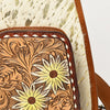 ADBG1146 American Darling Floral Hand Tooled Bag -Hair on Cowhide Sling