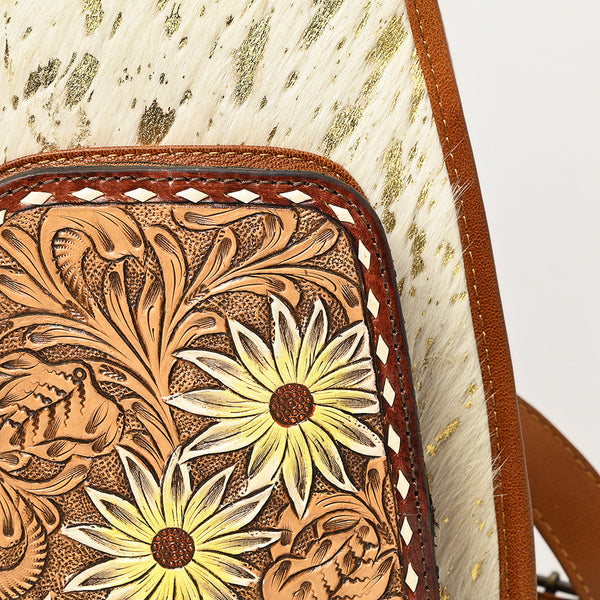 ADBG1146 American Darling Floral Hand Tooled Bag -Hair on Cowhide Sling