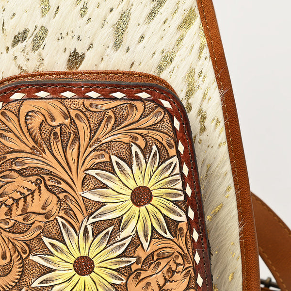 ADBG1146 American Darling Floral Hand Tooled Bag -Hair on Cowhide Sling