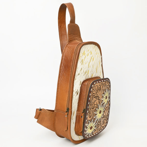 ADBG1146 American Darling Floral Hand Tooled Bag -Hair on Cowhide Sling