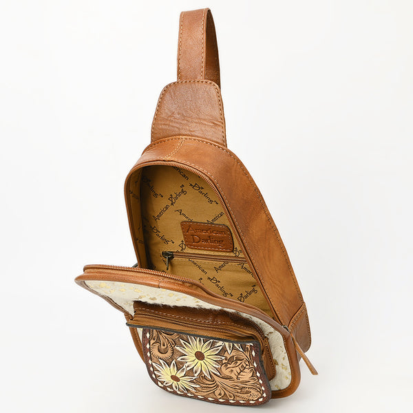 ADBG1146 American Darling Floral Hand Tooled Bag -Hair on Cowhide Sling