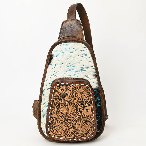 ADBG1146 American Darling Floral Hand Tooled Bag -Hair on Cowhide Sling
