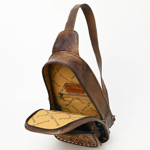 ADBG1146 American Darling Floral Hand Tooled Bag -Hair on Cowhide Sling