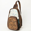 ADBG1146 American Darling Floral Hand Tooled Bag -Hair on Cowhide Sling