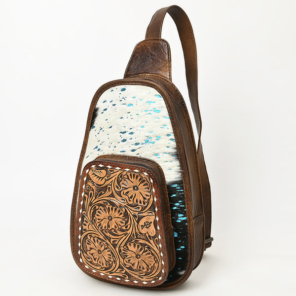 ADBG1146 American Darling Floral Hand Tooled Bag -Hair on Cowhide Sling