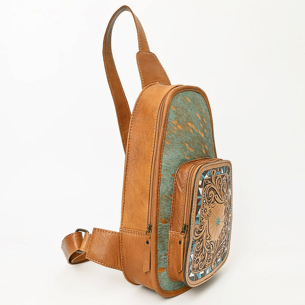 ADBG1146 American Darling Floral Hand Tooled Bag -Hair on Cowhide Sling