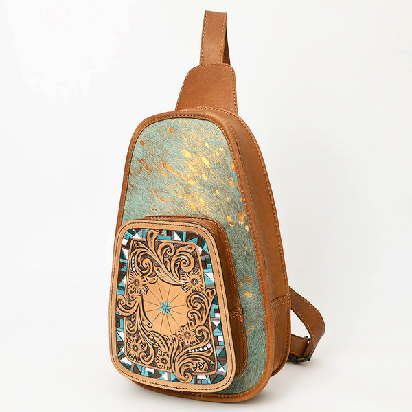ADBG1146 American Darling Floral Hand Tooled Bag -Hair on Cowhide Sling